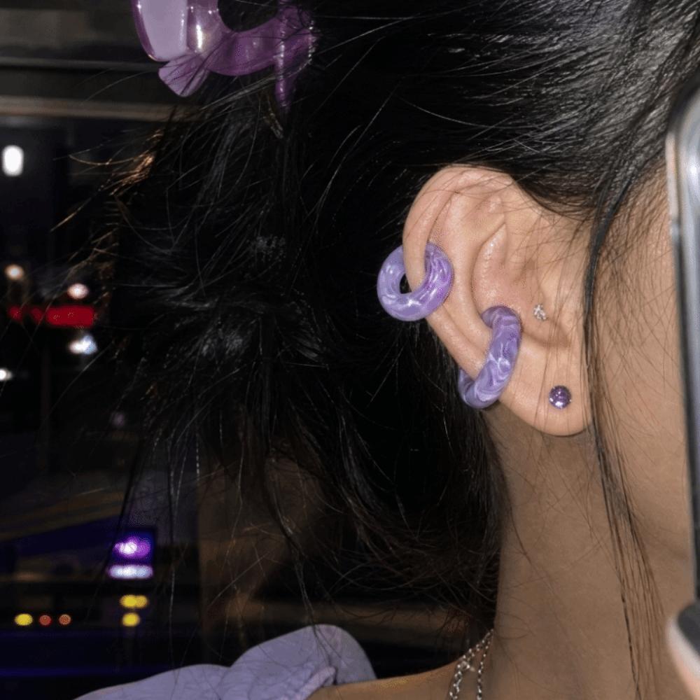 Round C Shape Ear Cuff Resin No Piercing Earrings Simple Design Ear Clip Earrings Daily Wear
