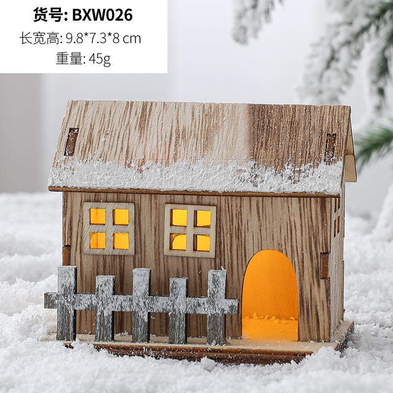 Christmas LED Light Wooden House Luminous Cabin Merry Christmas Decorations For Home DIY Xmas Tree Ornaments Kids Gifts New