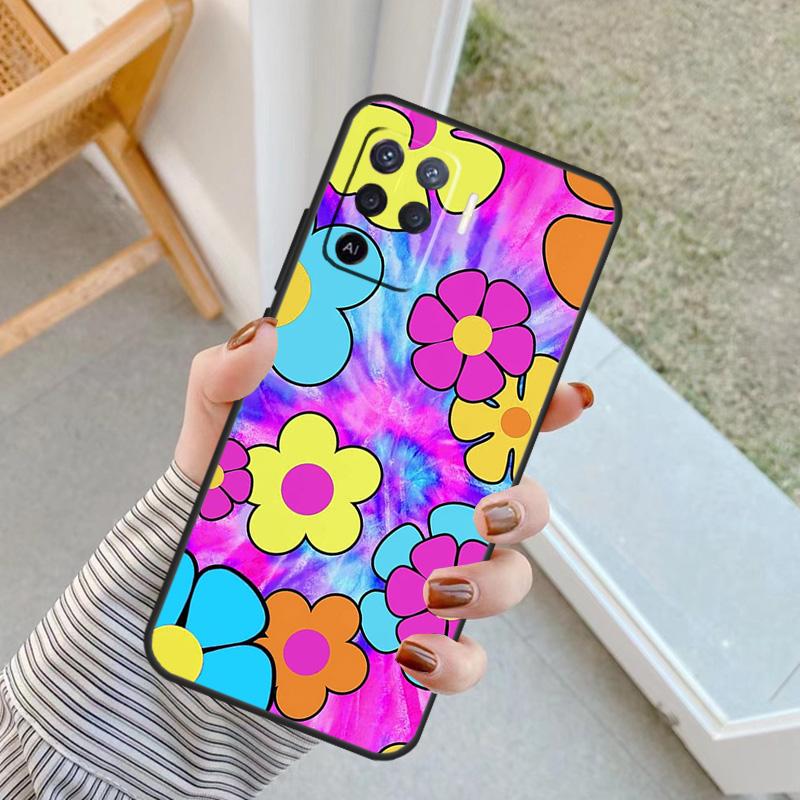 Hippie Daisy Tie-dye Flower Peace Case For Oppo A60 A80 A40 A17 A57 A77 A74 A54 A94 A78 A98 A18 A38 A58 A96 A76 A16 A15 A5 Pro