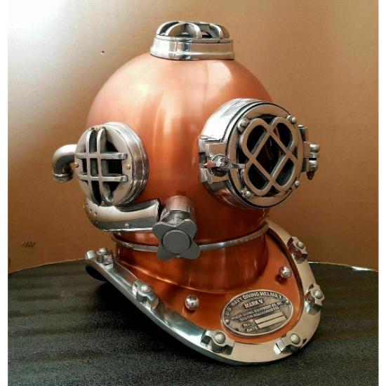 Vintage Boston Diving Helmet U.S Navy Mark V Scuba Antique Divers Helmet Replica Full Size 18 Inch Home Decor, Birthday Gift Item