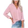 Women's Fashion Casual Buckle Long Sleeve Sleeve Slit Shirt Tops Solid Color