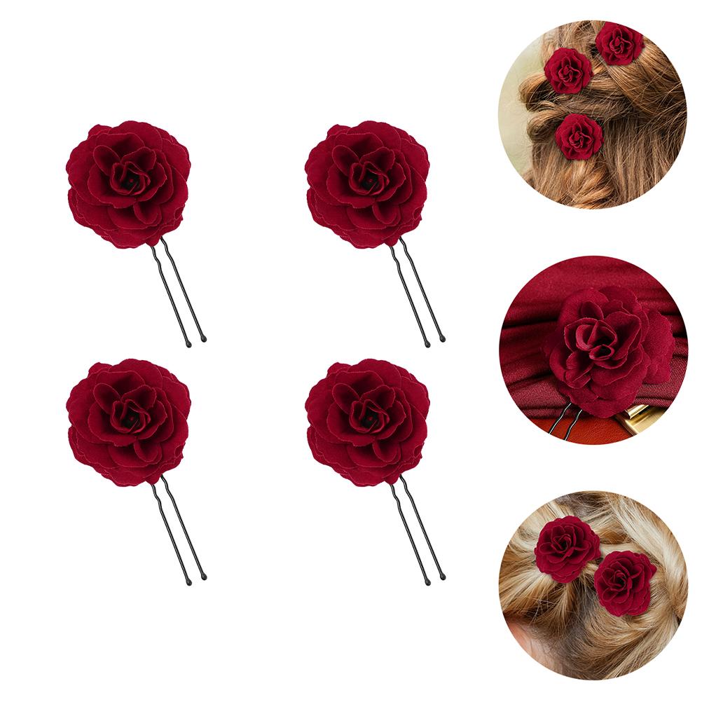 6 Pcs Hairpin Clip Barrettes Flower Girl Party Chic Accessories Wedding Zinc Alloy Rose Headdress Miss Bride