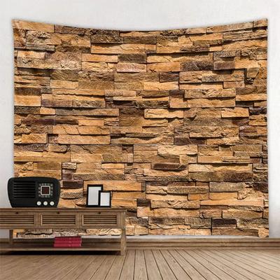 Impresión 3D Tapiz de Pared de Piedra Pared de Ladrillo de Madera Vintage Tela Colgante de Pared Fondo Bohemio Psíquico Hippie Decoración del Hogar