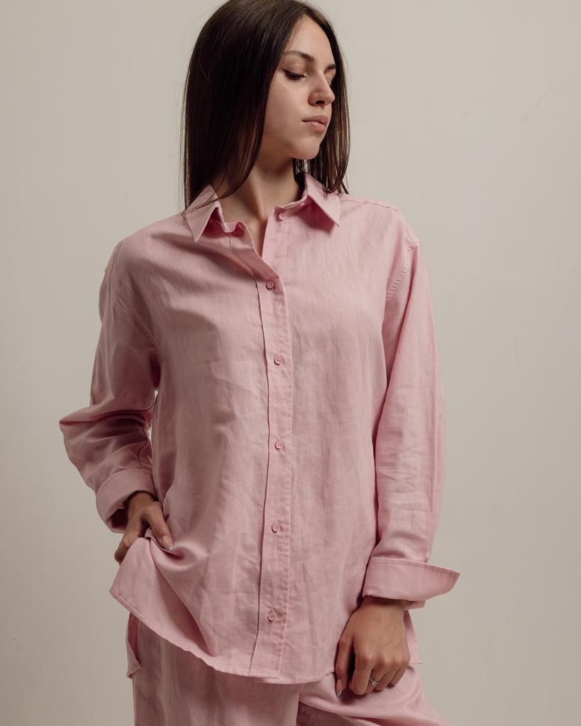 Women's Summer Suit Stimma 1219 S Pink Linen (shirt, Trousers)