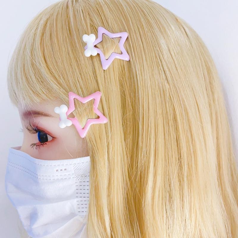 Y2K Girls Star Hair Clip for Teens Girl NonSlip Metal Sideclip Hairpin Bone Pentagrams Hair Barrettes Children Headdress