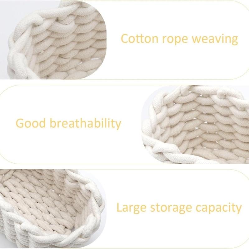 2 Piece Set Soft Braided Cotton Rope Woven Baskets Portable Storage Containers For Home Decoration Toy Towel
