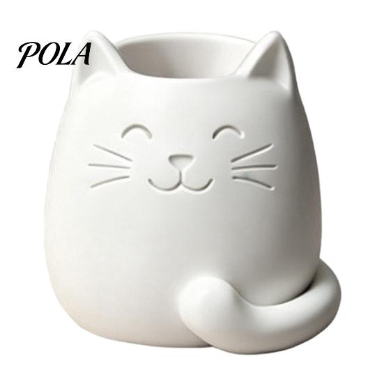 Smooth Surface Pen Holder Holder, Cartoon Cat Shape Desk Organizer, Decorative Themed Office Supplies Stationery for Pencils Gel Pens Makeup