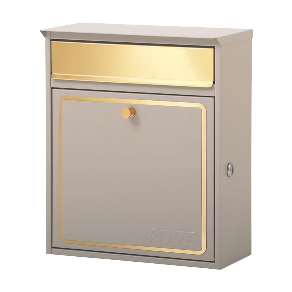 

Yamasolo Mailbox for Single Wall-Mounted Entrance, Gold, Black, Greige, A4, Aureole, Item, Greige, 73-441