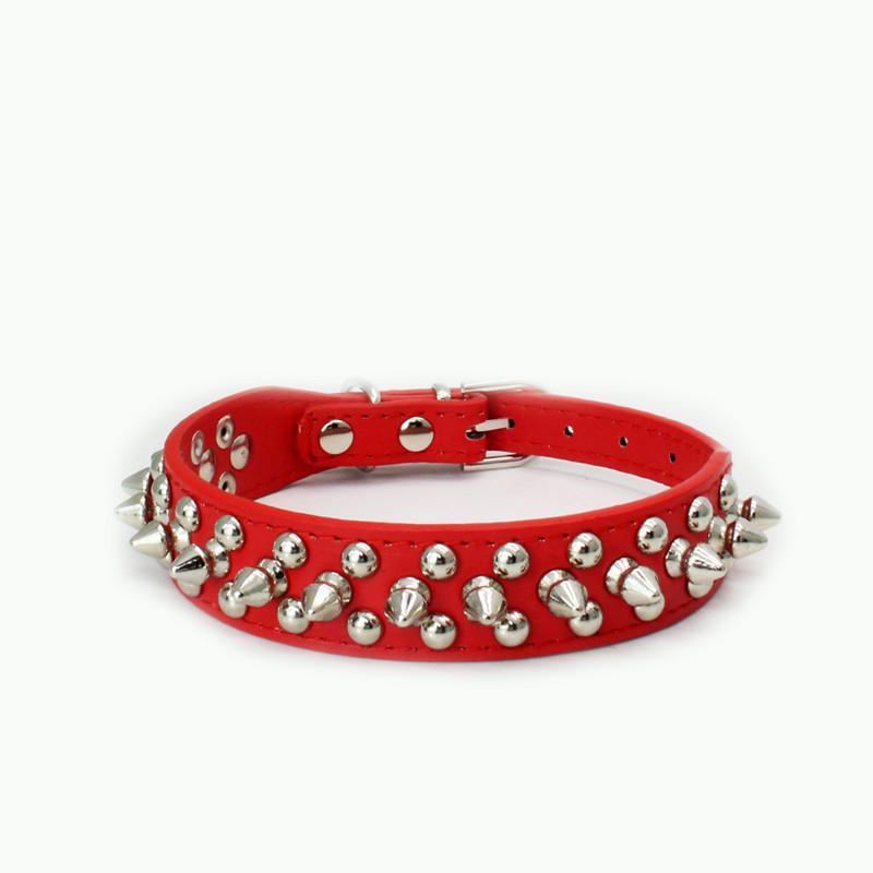 Punk Style Anti-Bite PU Leather Pet Collar with Rivets for Cats and Dogs
