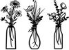 3-Piece Metal Flower Wall Art Set - Rustic Farmhouse Decor: Black Minimalist Flower Wall Decor