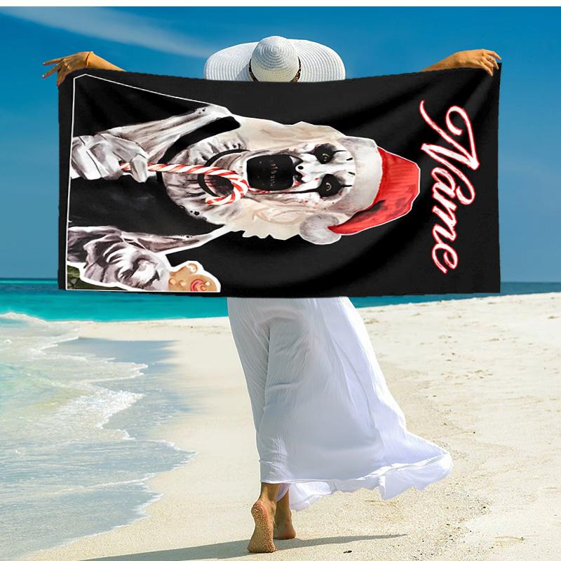 Personalized customized proof beach towel with Terrifier Art the Clown pattern - soft, absorbent,quick-drying,perfect swimming,camping&bathing
