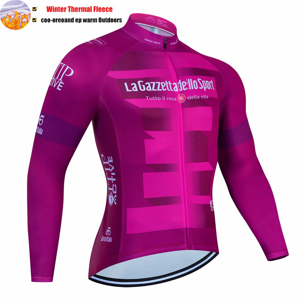2027 Tour De Italia Giro Invernale Termico Pile Manica Lunga Maglia Ciclismo Set Salopette Ciclismo Abbigliamento Bicicletta MTB Bici