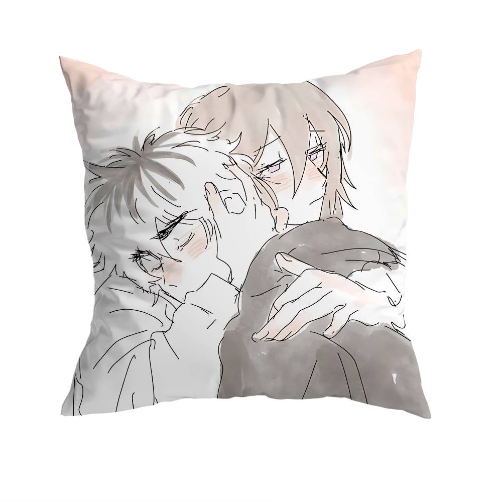 Cherry Crush Chibi Anime Pillow Case Antidustmite Pillowcase Invisible Zipper Silky Short Plush Sofa Cushion Cover