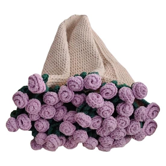 Crochet Rose Bouquet Blanket Handmade Rose Bouquet Throw Blanket Crocheted Roses Bouquet Sofa Blanket for Bed Decor Romantic Gift