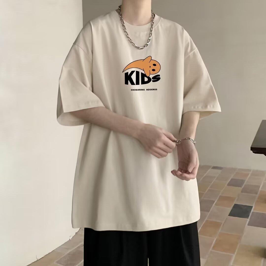 

Футболка с коротким рукавом мужская модная брендовая летняя свободная с рукавом пять четвертей модная в стиле минимализма с принтом 5XL абрикосовый