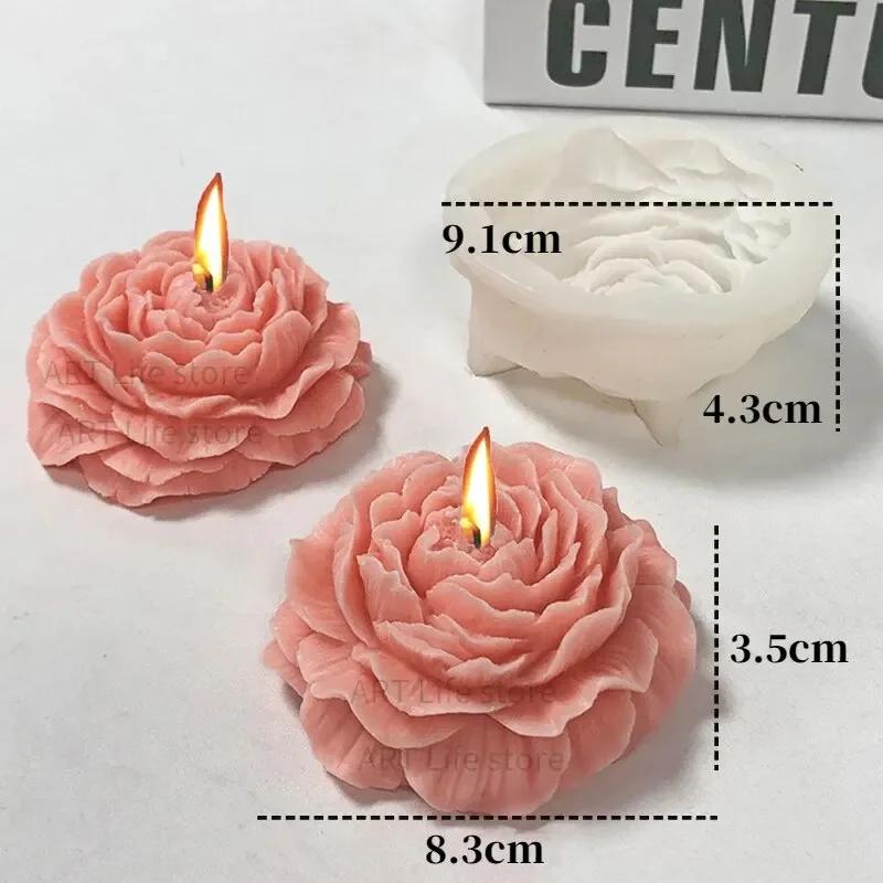 3D large peony silicone candle mold DIY handmade creative flower aromatherapy plaster resin soap making supplies kit home gifts