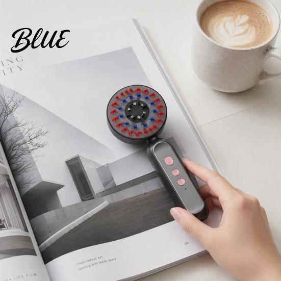 Relaxing Scalp Massage Tool Hair Growth Comb Electric Massager with 650nm Red & Silicone Comb 415nm Blue Light Essence Dispenser for Thinning