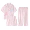 Girls Pajama Set Ice Silk Short Sleeve Long Pants Shorts 3-Piece Cartoon Sleepwear Ages 8