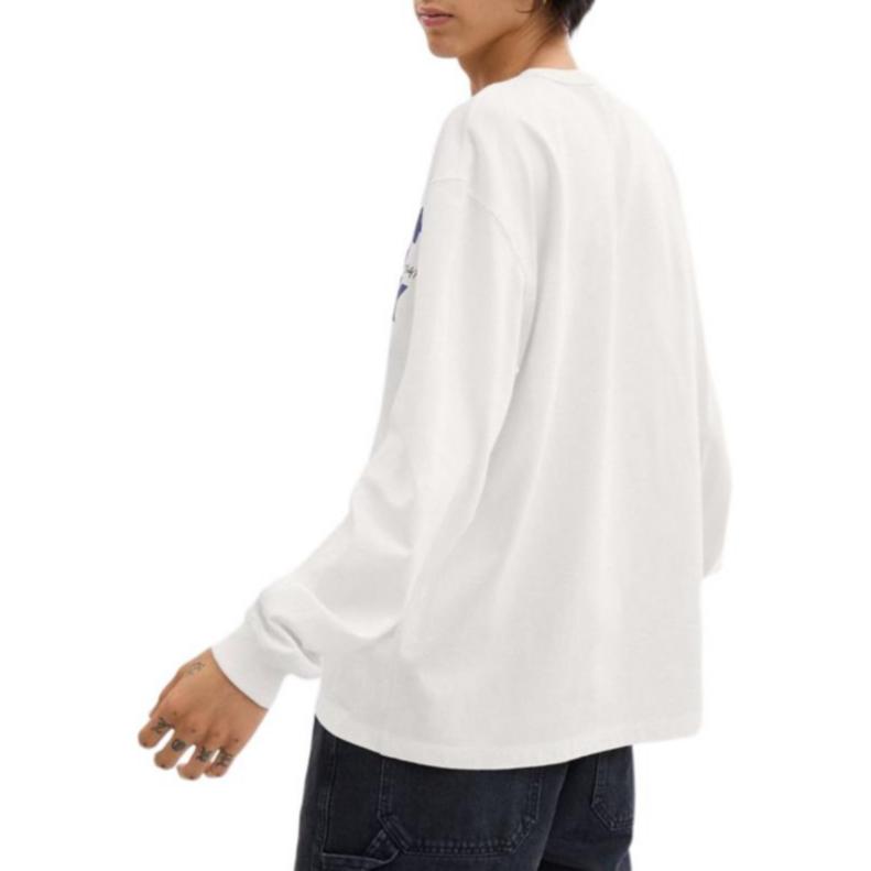 Coach Letter Logo Print Round Neck Long Sleeve T-Shirt Men T-Shirts White CW771-WHT