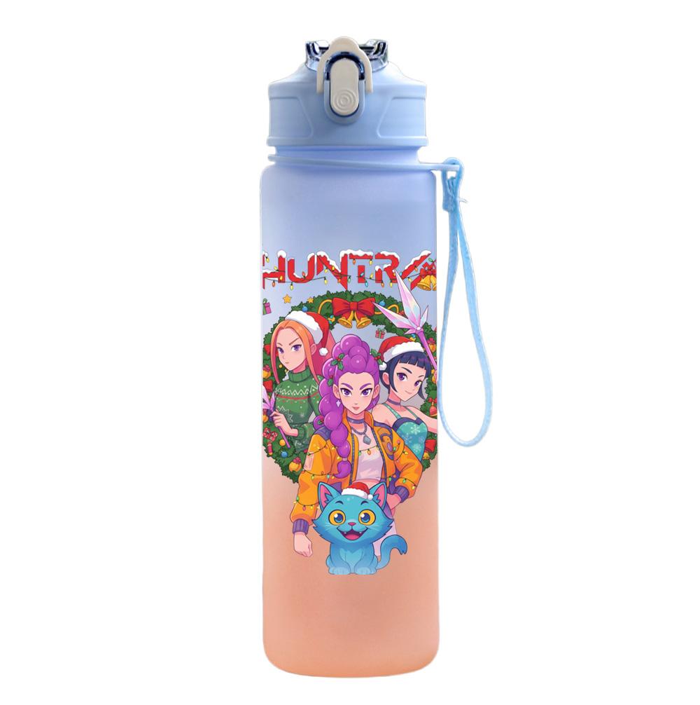 750Ml Water Bottle Anime Christmas K-Pop Demon Hunters Printed Large Capacity Drinking Cup Portable Outdoor Sports Water Cup Children Kid Gift