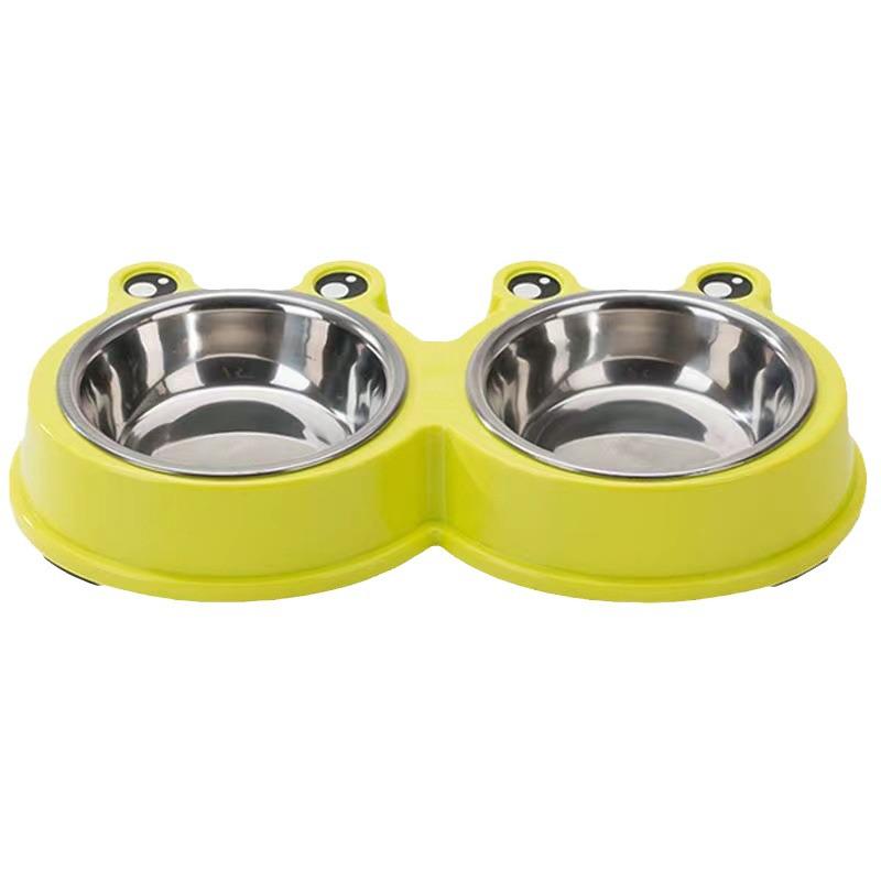 Cat & Dog Dual-Purpose Cartoon Frog Bowls - Anti-Tip Food & Water Bowls