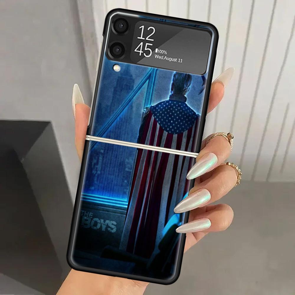 The Boys Homelander TV Hard PC Phone Case For Samsung Galaxy Z Flip 7 6 5 4 3 Black ZFlip7 ZFlip6 Flip5 Flip4 Flip3 5G Print Cov