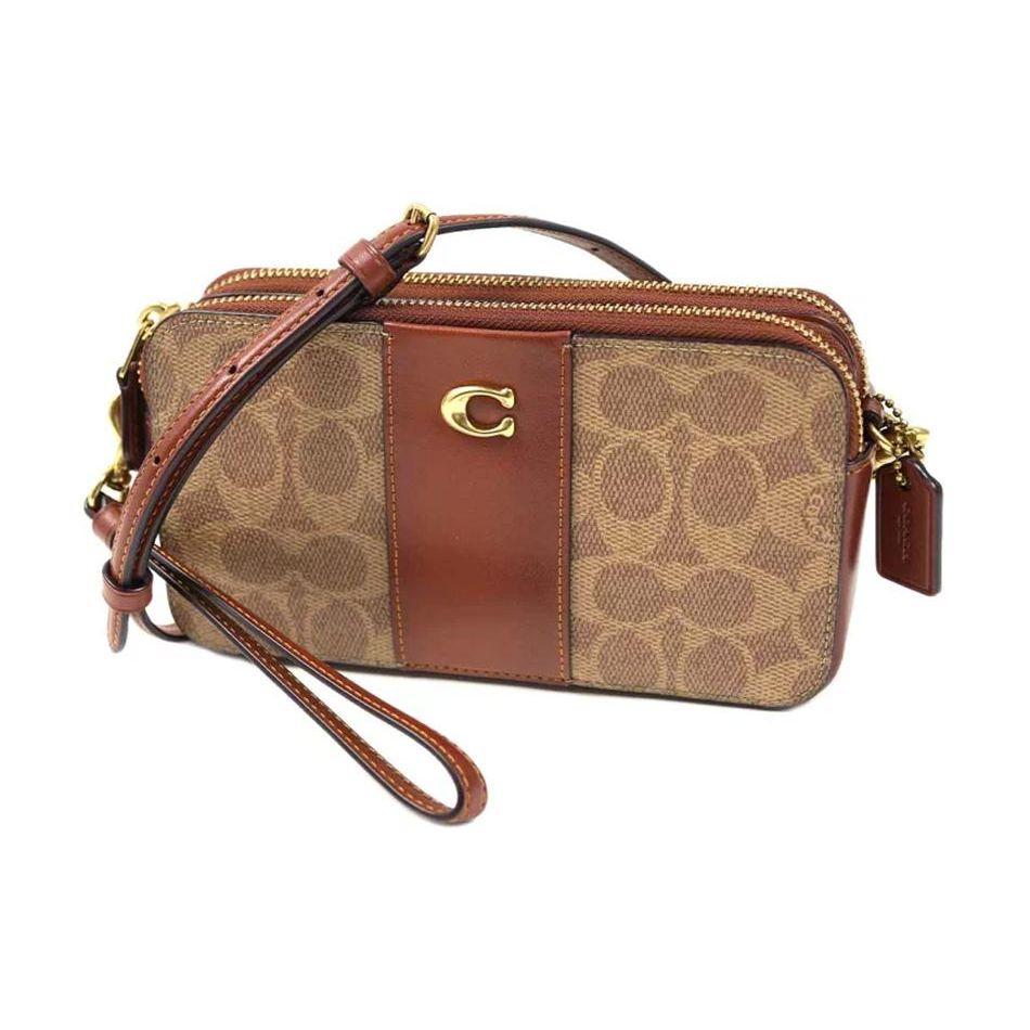 Coach Kira 19 Klassische Monogramm-Farbblock-Leder-Umhängetasche Damen-Taschen Braun CH797-B4NQ4