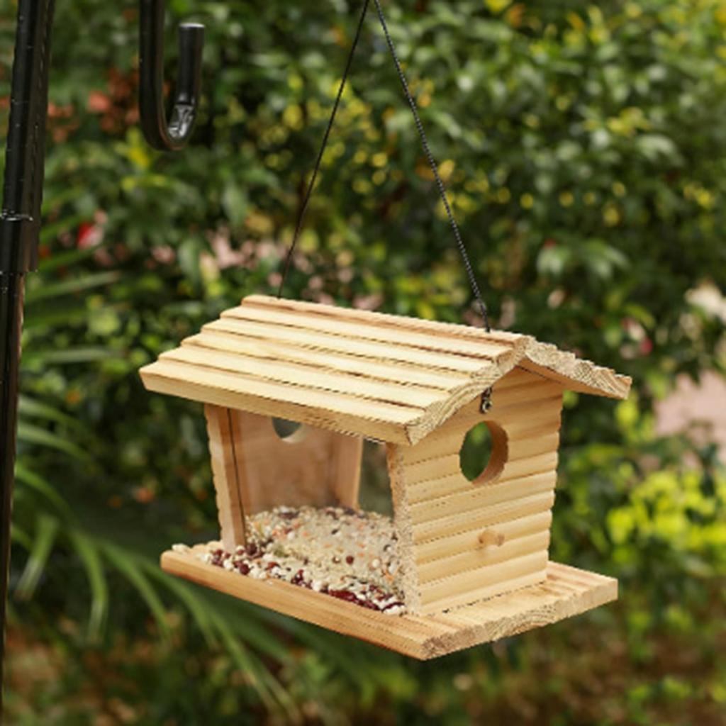 Wildvogelfutterspender Holz Eichhörnchensicher Wetterfest Hausvögel Futterspender Outdoor Dekoration für Garten Terrasse Veranda Weg Hof