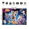Space Cat Tapestry  Cosmic Pizza Adventure Whimsical Galaxy Wall Hanging for Bedroom or Dorm Decor
