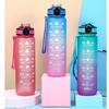 Large Capacity 1000ml Gradient Color Frosted Plastic Water Bottle With Straw For Sports And Office Use