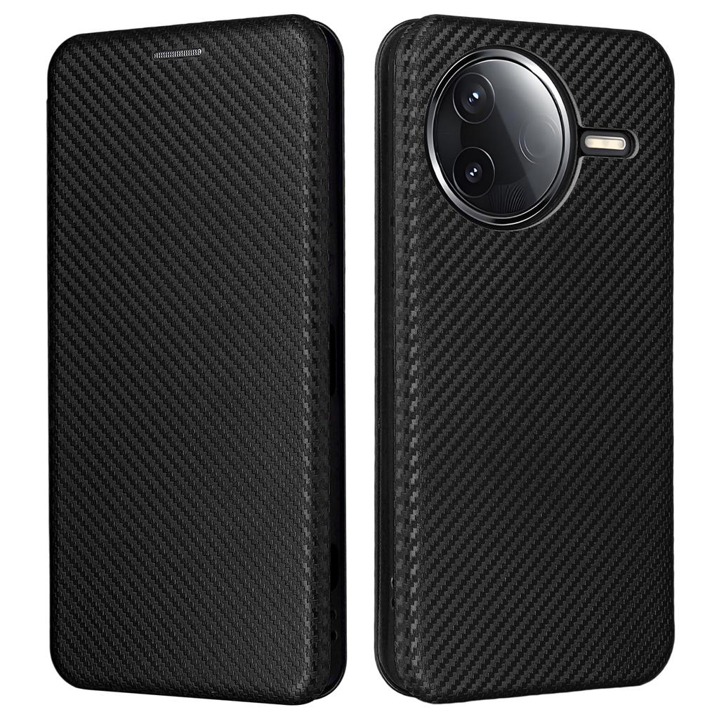 Pouzdro na telefon pro Xiaomi Poco F7 Pro 5G/F7 Ultra 5G/Redmi K80 5G/K80 Pro 5G Textura karbonových vláken Nárazuvzdorný PU kožený kryt