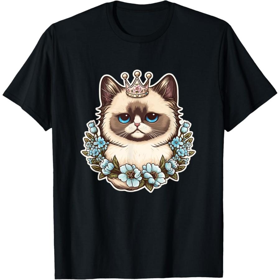 

Cute floral rag doll cat Design for Women teen Girl T-Shirt XXXXXL чёрный