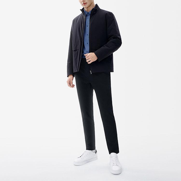 Fila X Casual Simple Warm Solid Color Stand Collar Loose Cotton Jacket Men Jacket Black F11M242903F-BK