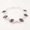 Natural Amethyst Gemstone Jewelry 925 Sterling Silver Chain Bracelet 9"For Women RB-6-9