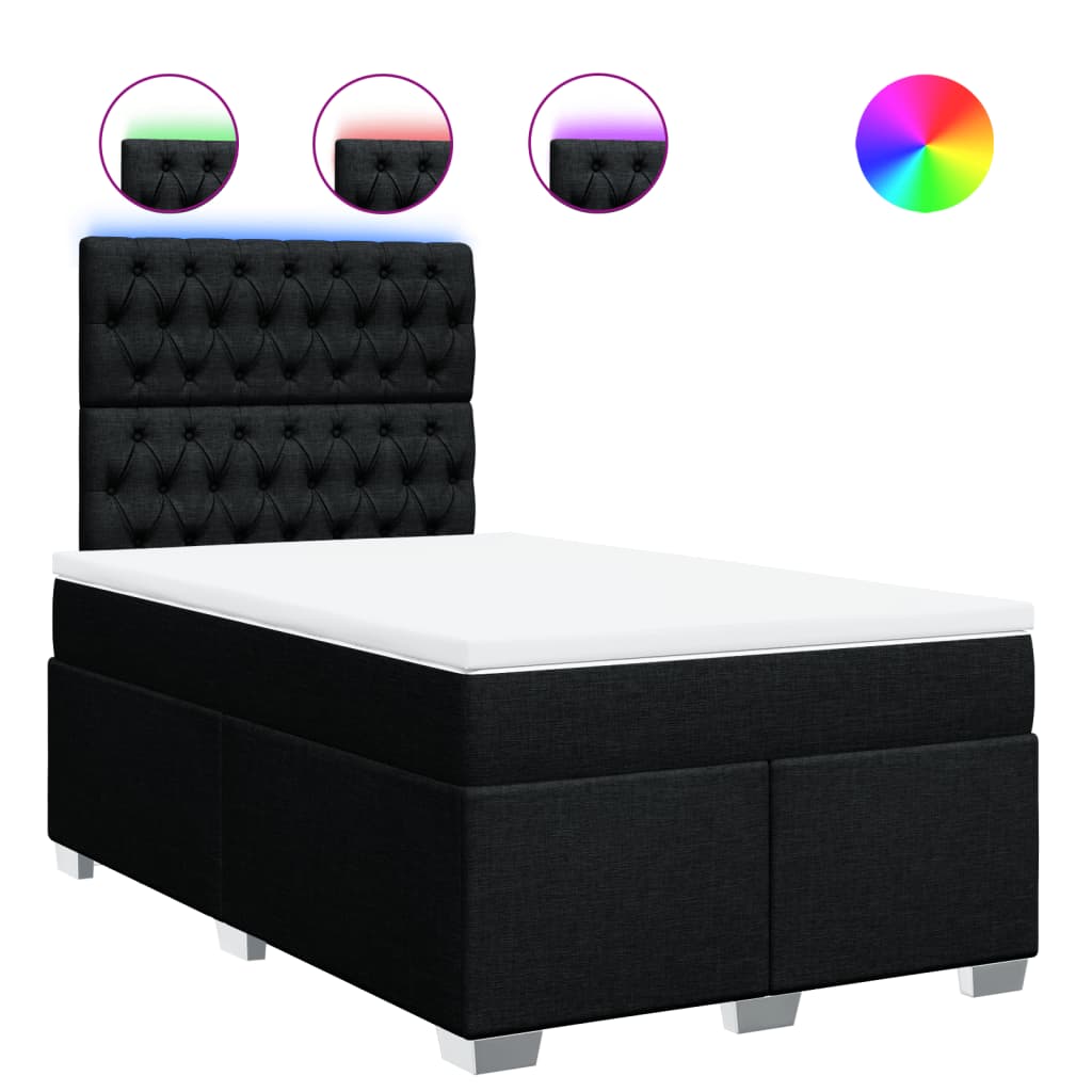 Vidaxl Continental Bed With Mattress, Black, 120X190 Cm, Fabric