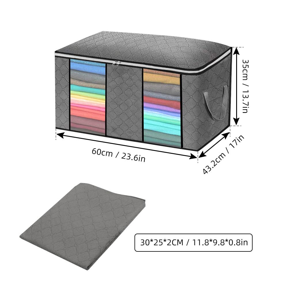 4 Pack Large Capacity Foldable Clothes Storage Bag  with Clear Window,Reinforced Handle Thick Fabric for Comforters, Blankets, Bedding, Clothes with S