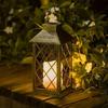Solar Powered Hanging Lantern, Vintage Flickering Flame Candle Light, IP65 Waterproof for Garden Patio Yard Decor