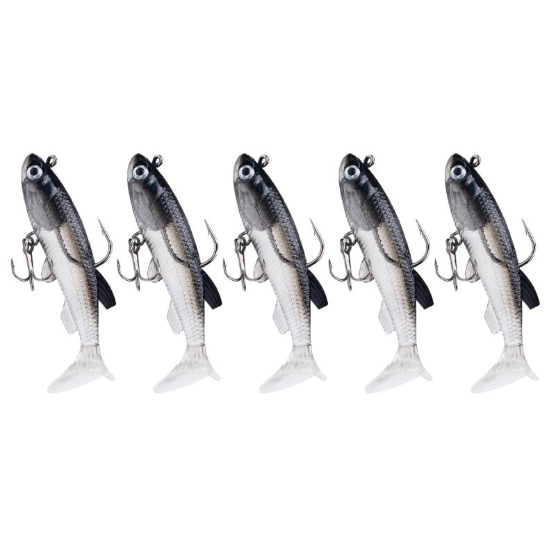 

5Pcs Soft Silicones Fishing Lures, Fishing Jig Head Hook Trouts Soft Fishing Lures for Freshwater & Saltwater
