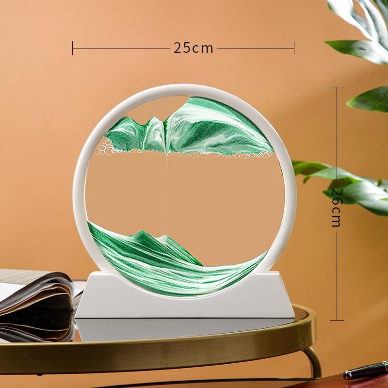 12 Inch 3D Moving Sand Art Picture Round Glass Ocean Sandscape Hourglass Quicksand Craft Flowing Sand Painting Home Decor