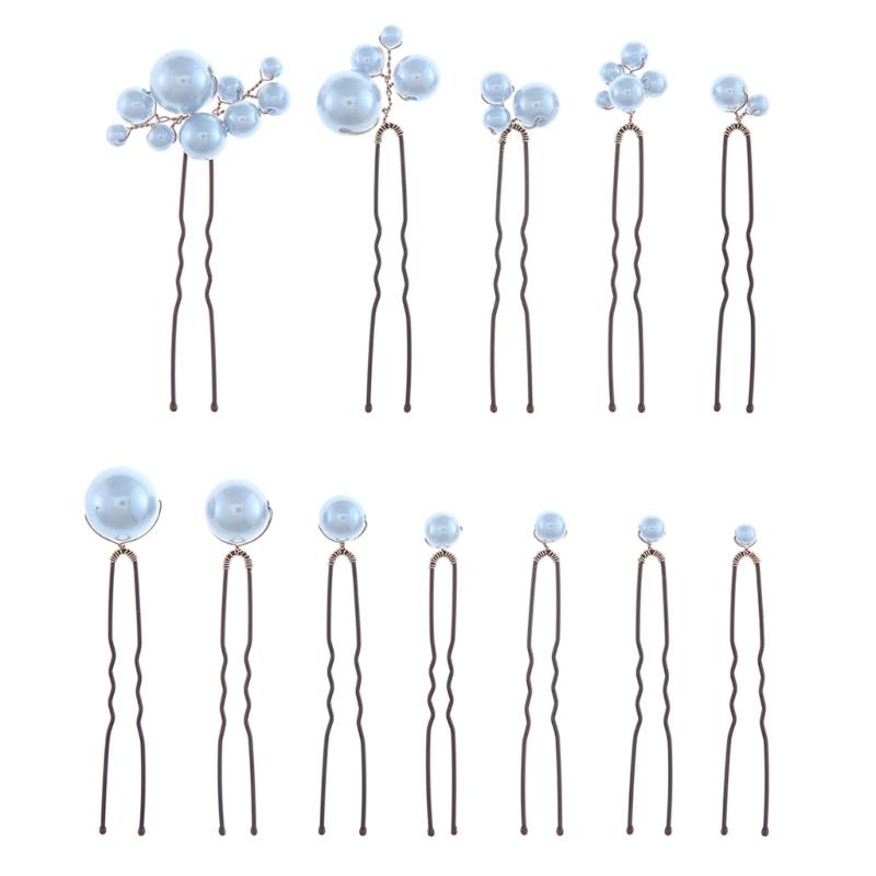 Set von 12 Perlen Haarspangen Styling-Accessoires U-Form Design Sicherer Halt Haarspange für Hochzeit Braut Hochsteckfrisuren Hochsteckfrisuren Formen