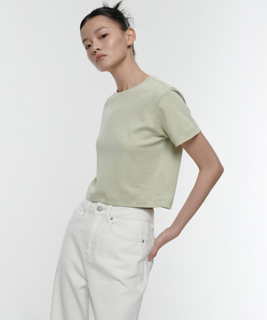 MUSINSA STANDARD WOMAN Women'S Crew Neck Crop T-Shirt [Pale Green]