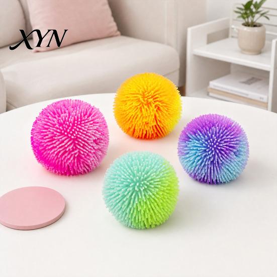 Soft Squeeze Toy Stress Relief Fuzz Ball Toy, TPR Fuzzy Fidget Reusable Anxiety Relieving Office Desk for Focus Aid, Hand Relaxation