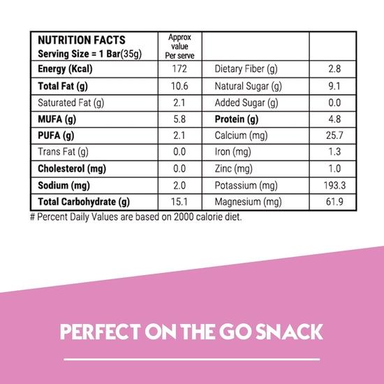 Happilo Rose Almonds Healthy Dry Fruit Bar 35g, Healthy Snack, High in Protein Nuts, No Added Sugar
