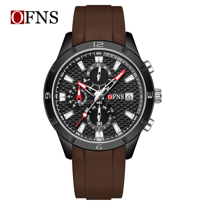 Trendy Men s Quartz Waterproof Watch with Calendar кофейный