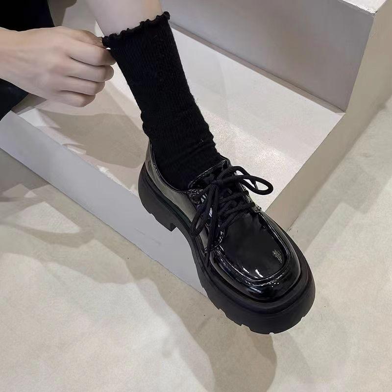 Originale Japanische Niedliche Studenten Muffin Dicke Sohle Kleine Lederschuhe Damen Gepolstert Neu Schwarz Süß Cool Mary Jane Damenschuh