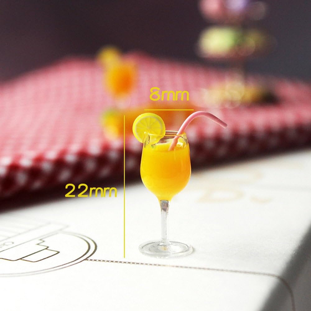 moin moin Miniature Scale Orange Juice Cup Set of 2 Doll Furniture Accessories Tableware Water Jar Summer Glass Ice Glass Realistic 2406mini46 1/6 /