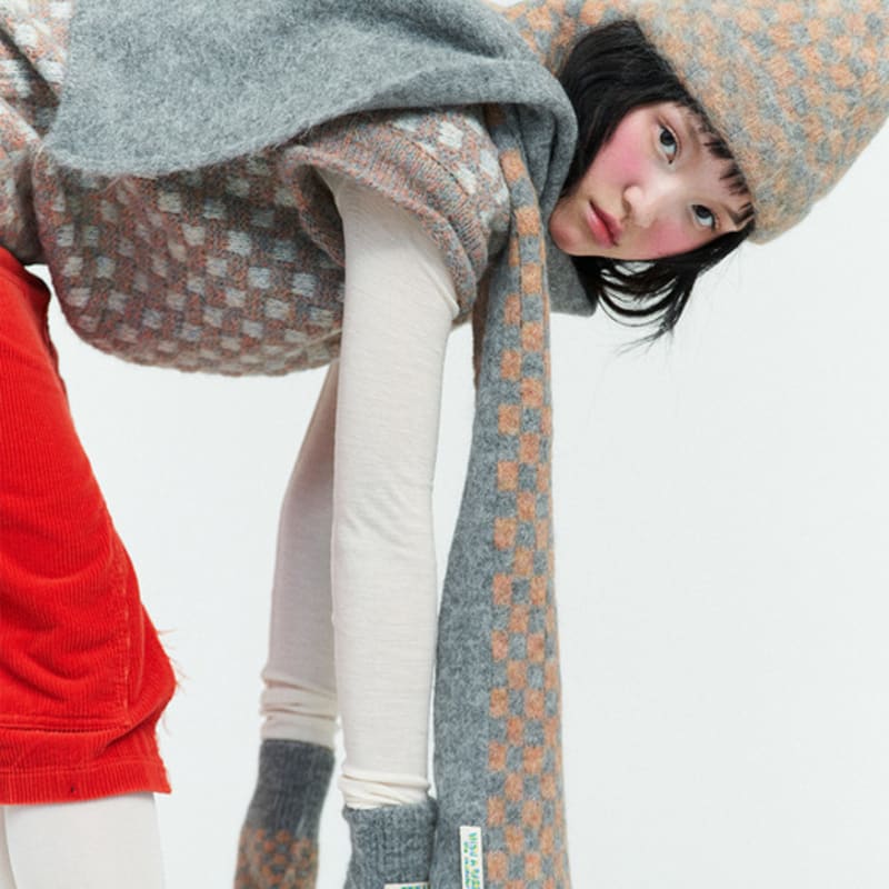 MISU A BARBE TOWEL MUFFLER MULTI GREY