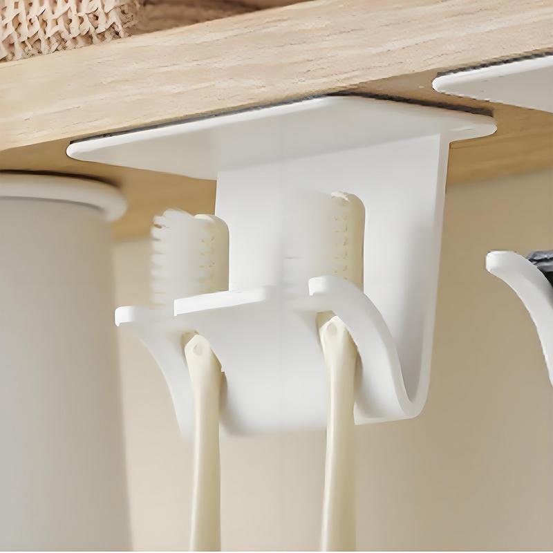 Bathroom Toothbrush Holder Waterproof Toothbrush Hook No Drilling Storage Rack Hanger For Home Office Kids Family Organization