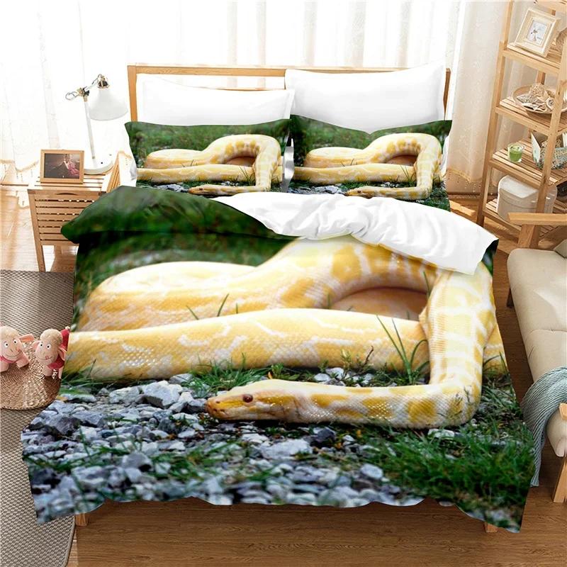 

3D Print Snake Bed Linens Beding Set 10% Coton Quality Super Soft Comfortable Duver Cover Set Ten Girl Boy Beding Set Hd 135*200cm Eu-Single