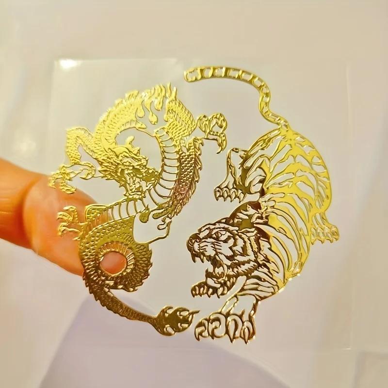 9 Modeli Metalowych Naszywek Zwierzęcych Grawerowanych Laserowo - Smok, Tygrys, Orzeł, Feniks i Inne Wysokiej Jakości Dekoracyjne Naklejki